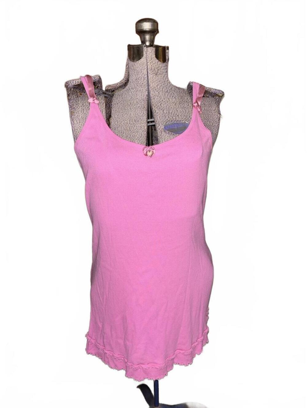 Y2K Fruit of the Loom Women's Pink Pajama Slip Dress